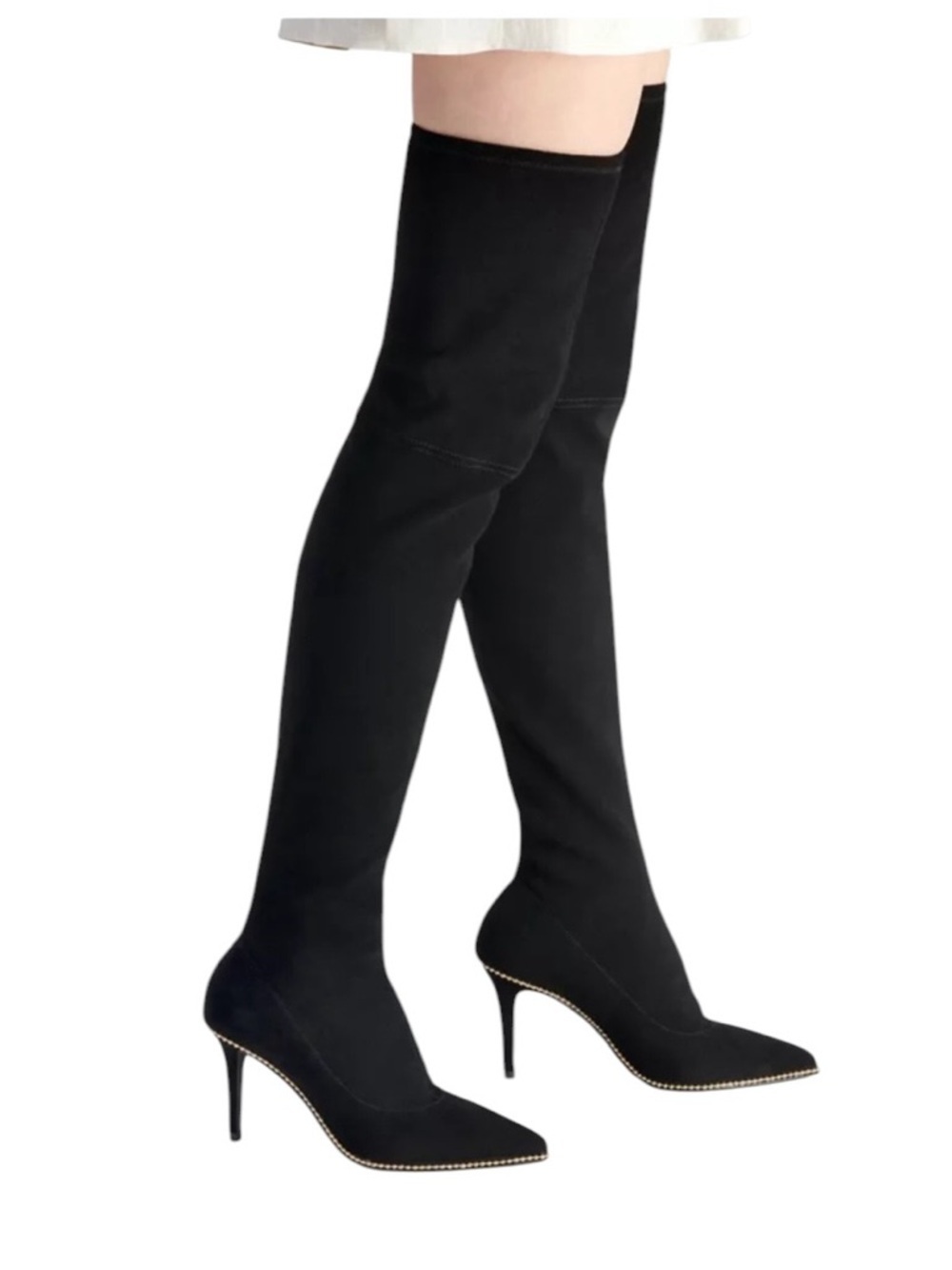 Coach Women’s Thigh High Wyonna Stretchy Boot with Gold Beadchain Size 10